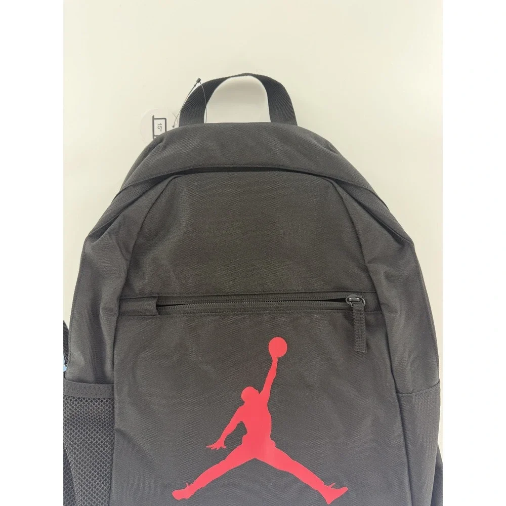 Nike Jordan Air School Backpack Pencil Case Bottle Pocket Large Black 9A0503-023